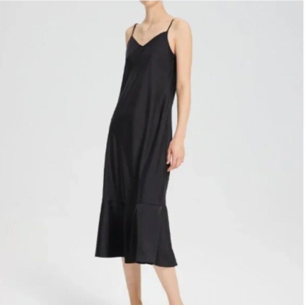 NWOT LATTELIER Black Polyester Spaghetti Straps Slip Dress in Size L